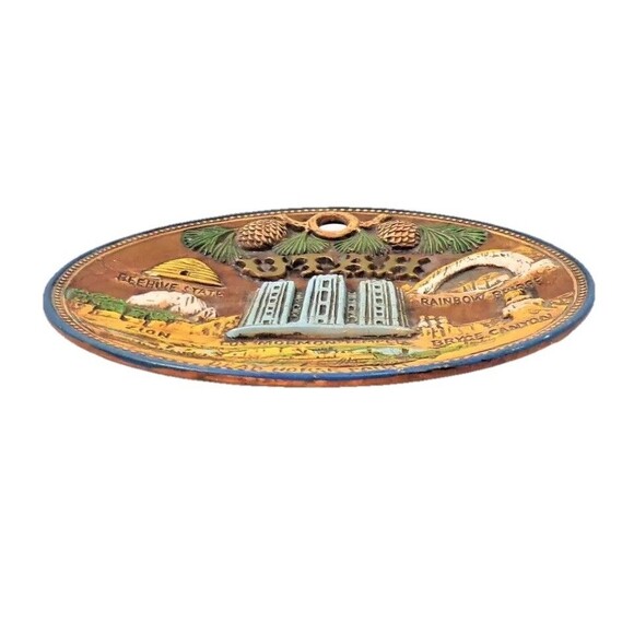 UTAH STATE vintage 3D Ceramic LANDMARKS COLLECTOR PLATE Wall Hanging Souvenir - Picture 8 of 8